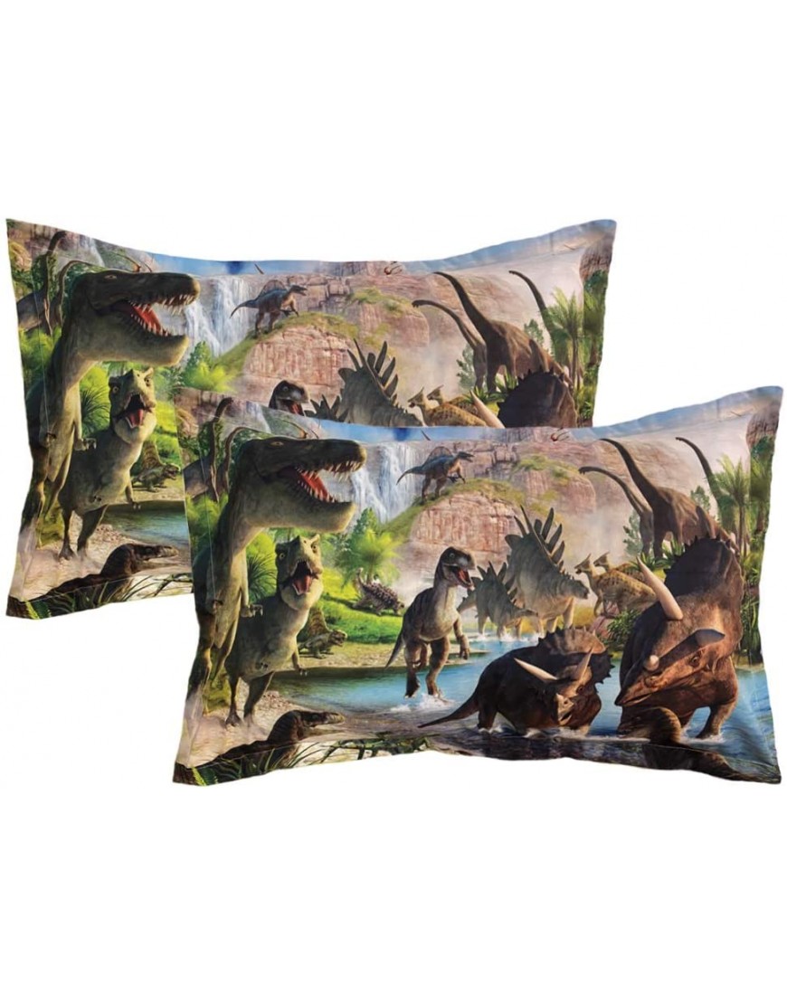 ADASMILE A & S 3D Dinosaur World Bedding Sets 3 Pieces Jurassic Duvet Quilt Cover Set for Kids Boys Teens Queen Size - BQ7DX5QSV