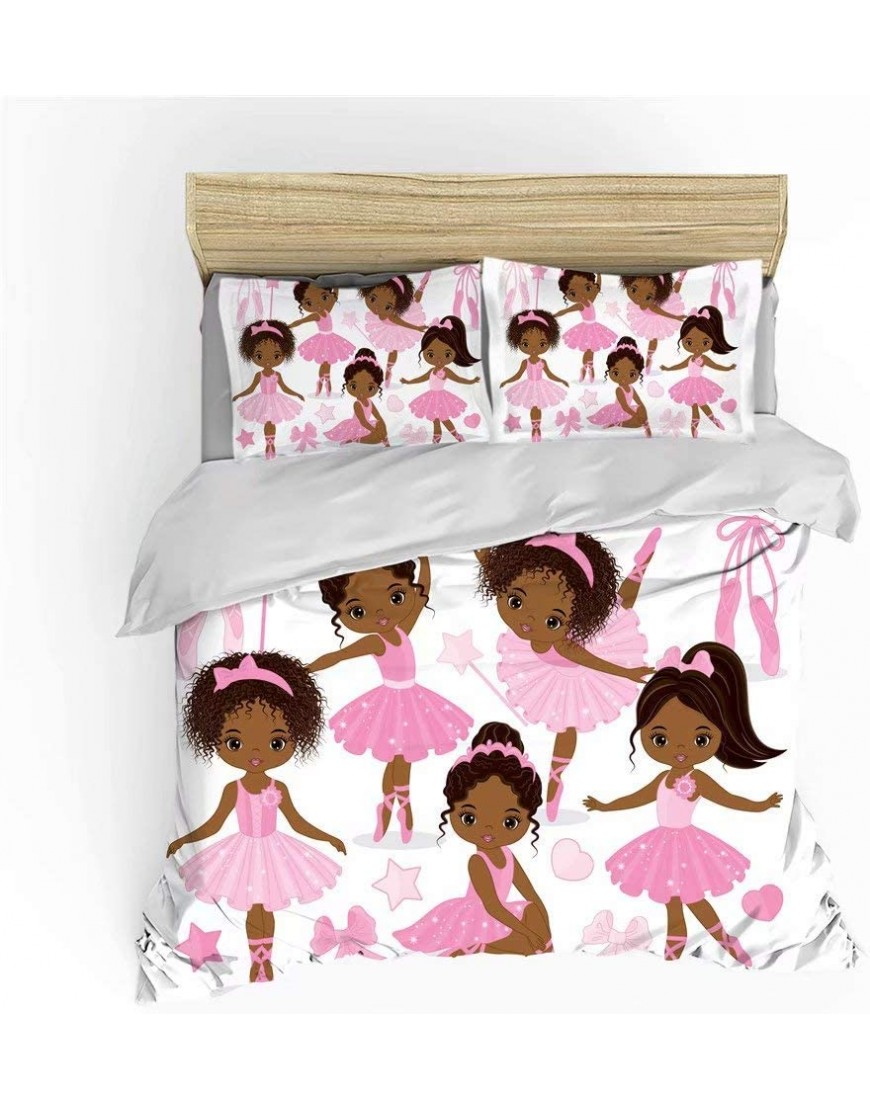 African American Bedding Set Full for Gilrs Kids ,2 Piece Cute Ballet Princess Dancer Duvet Cover,Girls Comforter Cover Set Including（1Duvet Cover+1 Pillowcase - BVRDTQJYM