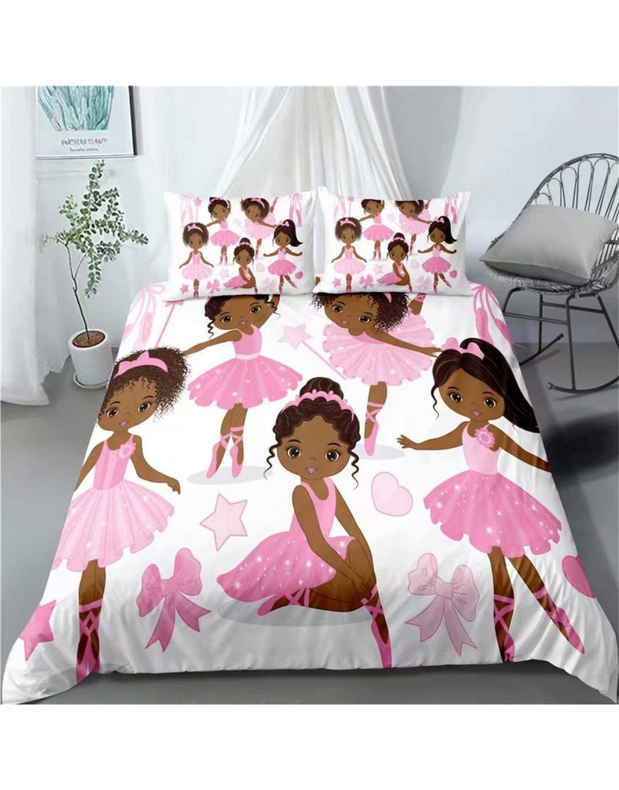 African American Bedding Set Full for Gilrs Kids ,2 Piece Cute Ballet Princess Dancer Duvet Cover,Girls Comforter Cover Set Including（1Duvet Cover+1 Pillowcase - BVRDTQJYM