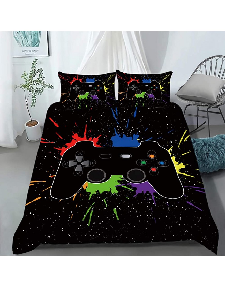 AILONEN Gamer Bedding Sets for Boys Gaming Duvet Cover Set Twin Size,Boys Video Games Comforter Cover,Playstation Designs Bed Set for Teen Boys Bedroom,Gamepad Controller,3 Piece with 2 Pillow Shams - BR7GCUMDR