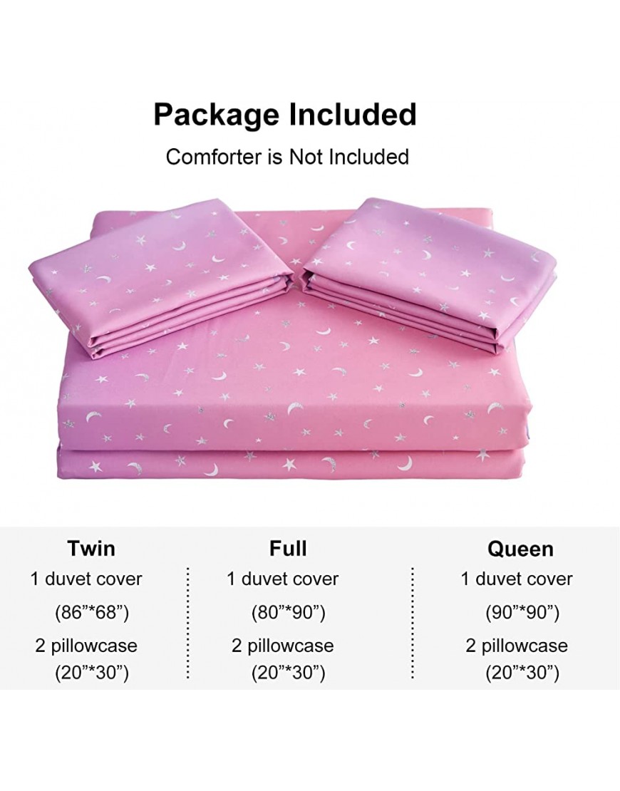 Akkialla Pastel Duvet Cover Set Twin Size 3-Piece Rainbow Ombre Bedding with Cute Star Moon Patterns for Kids Girls Super Soft and Breathable Microfiber Fabric 1 Duvet Cover & 2 Pillowcase - BIHM21W4F