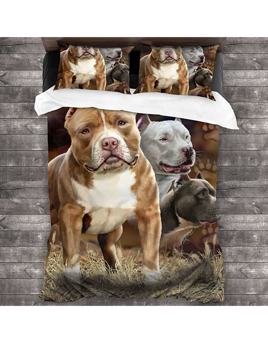 American Bully Pitbull Bedding 3pcs Bedding Set Duvet Cover Set Soft Twin Bed Sets No Comforter Gift for Boys Girls Adult - BQNJJMOS4