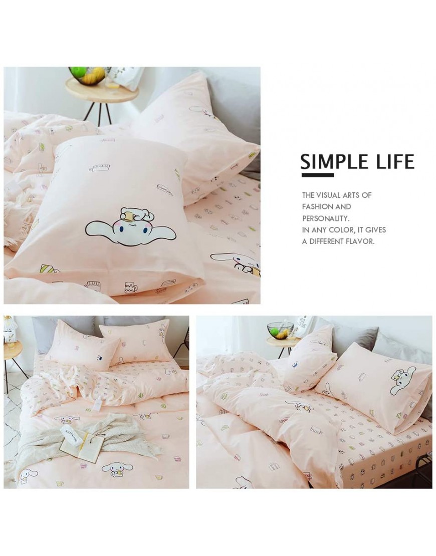 Cute Puppy Printed Bedding Duvet Cover Set Queen Soft Cotton Aesthetic Bedding Duvet Cover with 2 Pillow Shams Pink Reversible Bunny Bedding Sets Full Queen Size - BLSDEDZ3T