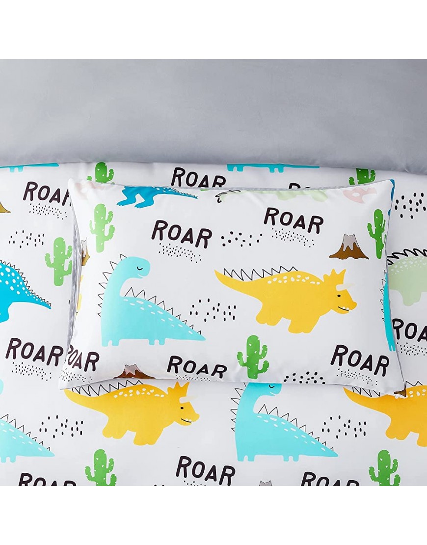 Dinosaur Duvet Cover Twin for Boys and Girls,3 Pieces Cartoon Dinosaur Printed Duvet Cover Set Soft Microfiber Material with 2 Pillowcases DinosaurYellow and Blue Twin - B0LG08RS1