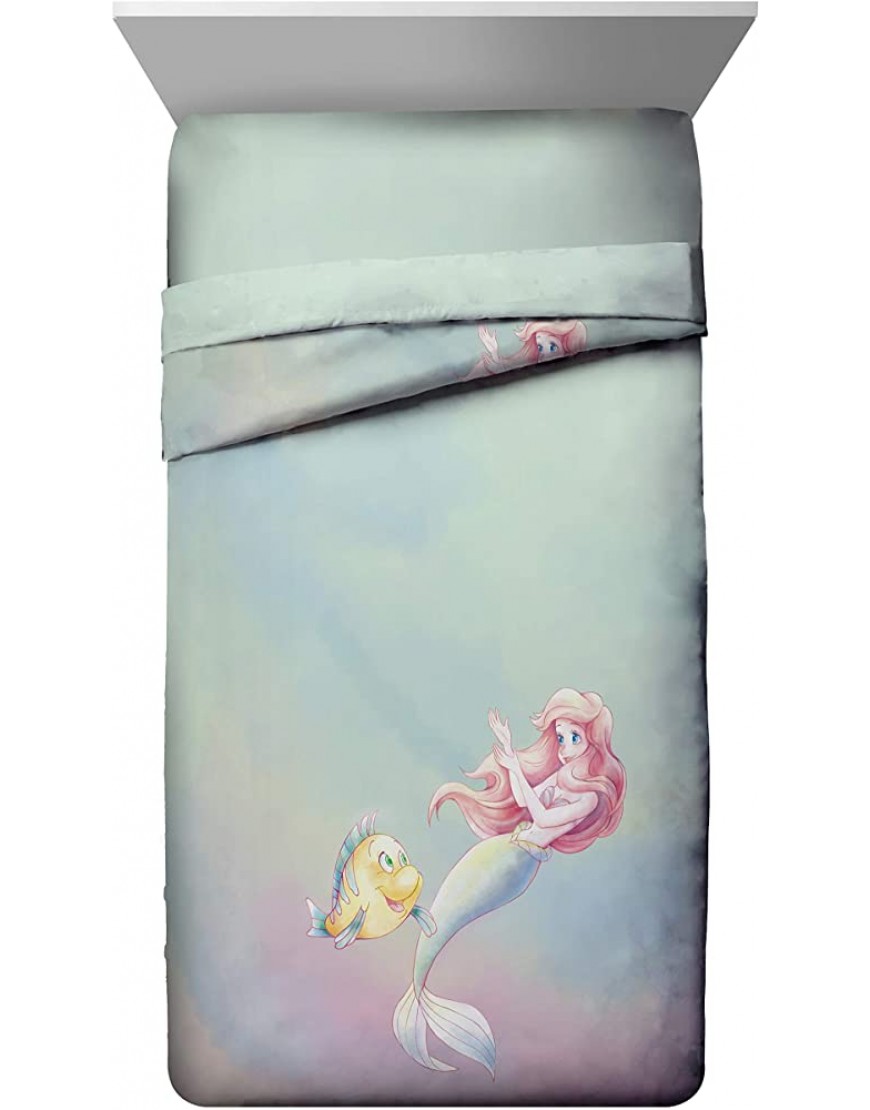 Disney The Little Mermaid Rainbow Queen Duvet Cover & Pillowcase Set- Super Soft Kids Bedding Features Ariel Fade Resistant Polyester Microfiber Official Disney Product - BCHE56VMA