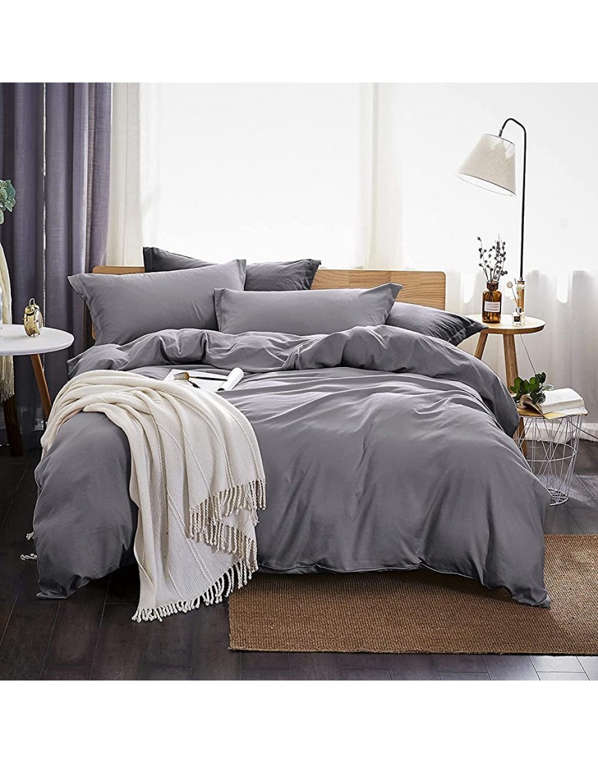 Dreaming Wapiti Duvet Cover,100% Washed Microfiber 3pcs Bedding Duvet Cover Set,Solid Color Soft and Breathable with Zipper Closure & Corner Ties Gray King - B72TRULLL