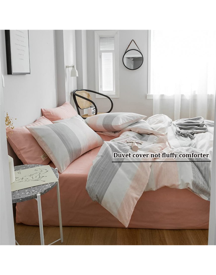 FenDie Striped Bedding Set Modern Peach White Gray Color Duvet Cover 2 Pillow Cases Set Premium Cotton Queen Girls Duvet Cover Simple Home Chic Style Bed Set No Filling - BY4ZULKXD