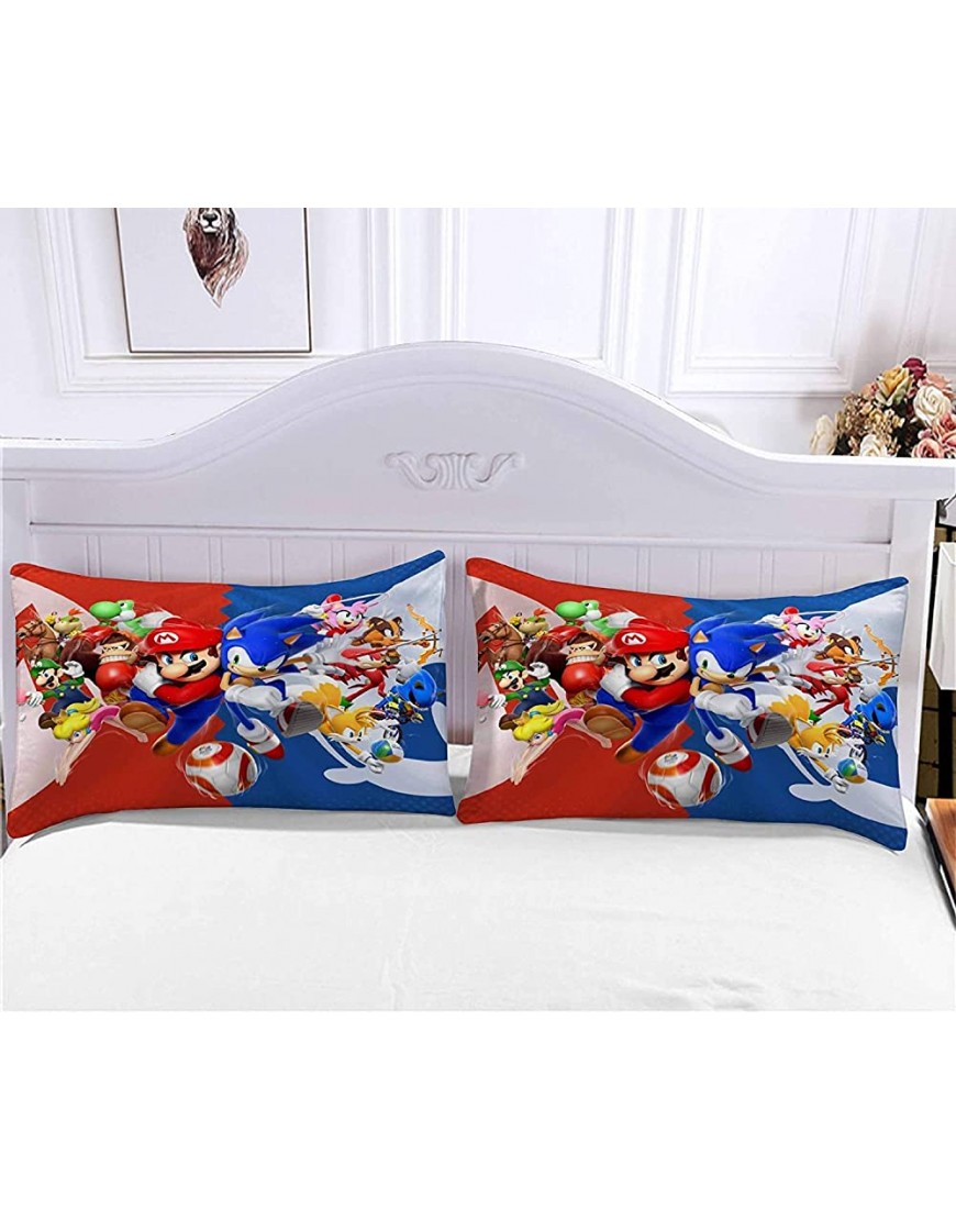 KY-LBY 3D Printed Sonics The Hedgehog Mario Bedding Sets Queen Size Cartoon Duvet Cover Set for Boys,1 Duvet Cover+2 Pillow Shams Queen-90 x90 in - BW20DLB53