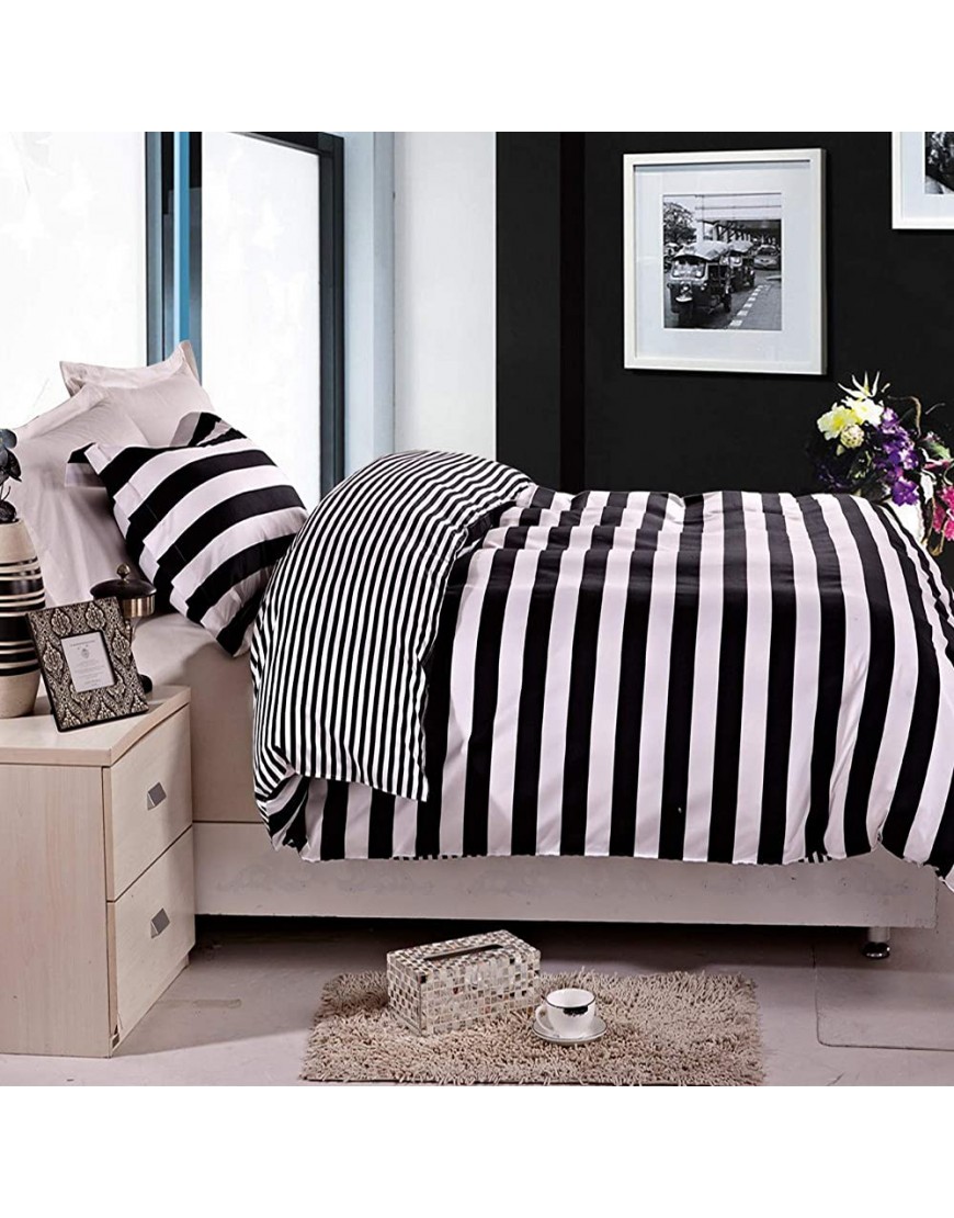 NTBAY 2 Pieces Twin Duvet Cover Set Black and White Stripe Printed Microfiber Reversible Design Comforter Cover Set for Kids Stripe - B2QWZRZ6V