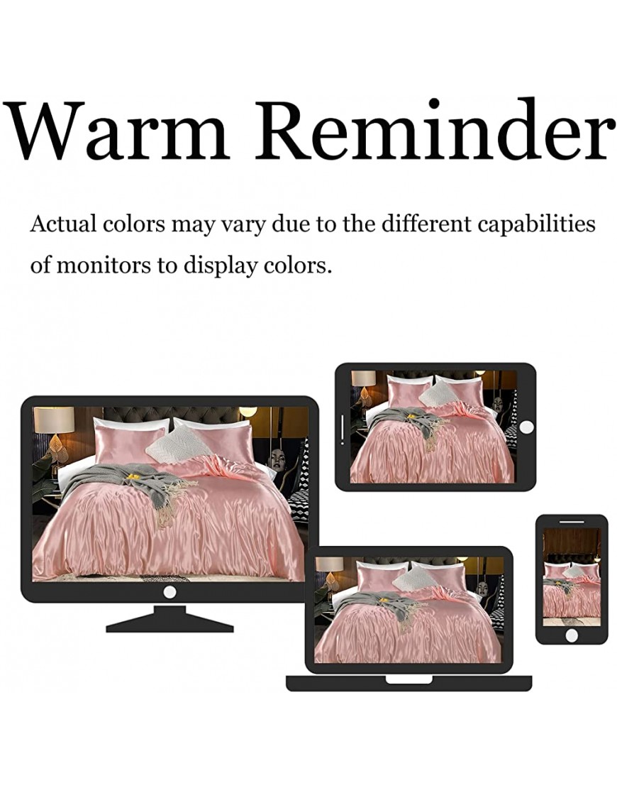 Pink Satin Duvet Cover Set Luxury Silky Bedding Coral Pink Royal Hotel Silky Satin Bedding Sets Queen 1 Duvet Cover 2 Pillowcases Pink Queen - B2THPD7JC
