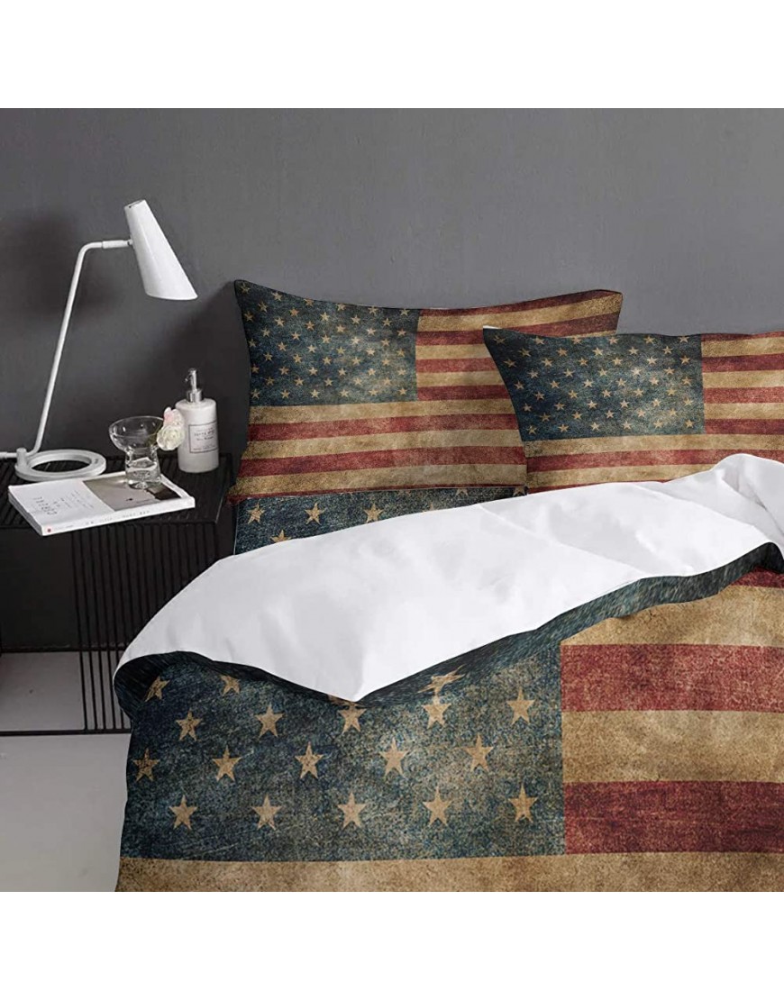 T&H XHome 4 Pcs Bedding Duvet Cover Set California King Size 1 Luxury Comforter Cover 2 Pillow Cases 1 Flat Sheet Vintage American Flag Soft Breathable and Durable Bedding Set for Kids Teens Adults - B6E3G42YJ