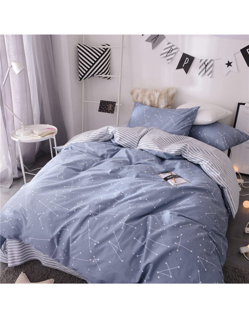 VClife Soft Twin Bedding Sets Chic Cotton Duvet Cover Reversible Constellation Galaxy Printed Bedding Comforter Cover Kids Teens Adult Stripe Bed Set Zipper Closure Breathable Lightweight Twin - BXB571QL4