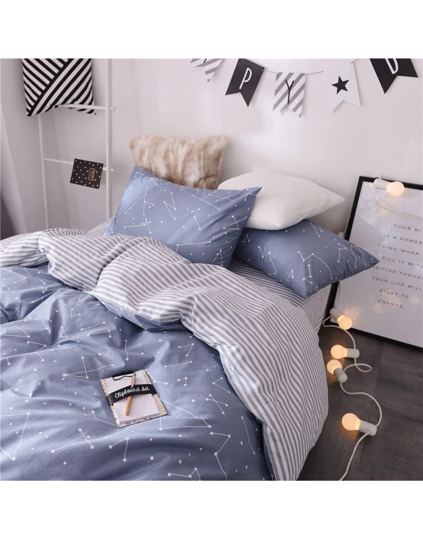 VClife Soft Twin Bedding Sets Chic Cotton Duvet Cover Reversible Constellation Galaxy Printed Bedding Comforter Cover Kids Teens Adult Stripe Bed Set Zipper Closure Breathable Lightweight Twin - BKXFRND7S