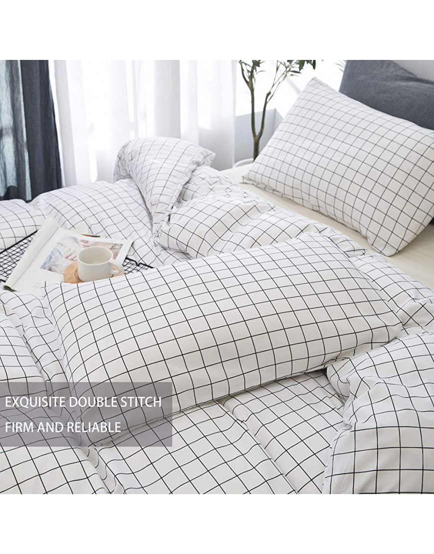YZZ COLLECTION Queen Bedding Duvet Cover Set Premium Microfiber,Grid Pattern On Comforter Cover-3pcs:1x Duvet Cover 2X Pillowcases,Comforter Cover with Zipper Closure - B3RC4HJ1L