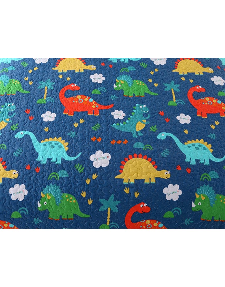 100% Cotton 2 Piece Kids Quilt Bedspread Comforter Set Throw Blanket for Teens Boys Girls Kids Beds Bedding Coverlet Dinosaur Full - BNWWR795E