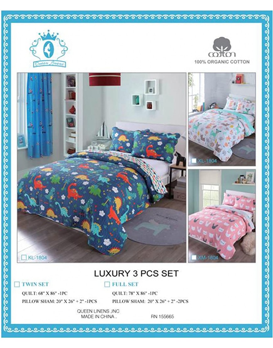 100% Cotton 2 Piece Kids Quilt Bedspread Comforter Set Throw Blanket for Teens Boys Girls Kids Beds Bedding Coverlet Teal Blue Forest Deer Twin - B1GJWQZN2