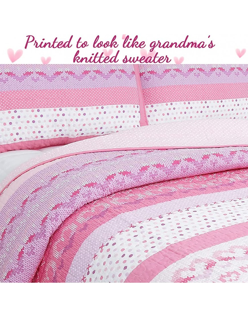 Cozy Line Home Fashions Cute Butterfly Stripe Hearts 100% Cotton Soft Bedding Quilt Set-Bedspreads-for Girl Toddler Pink Butterfly Twin 2 Piece - B2POSO5XL