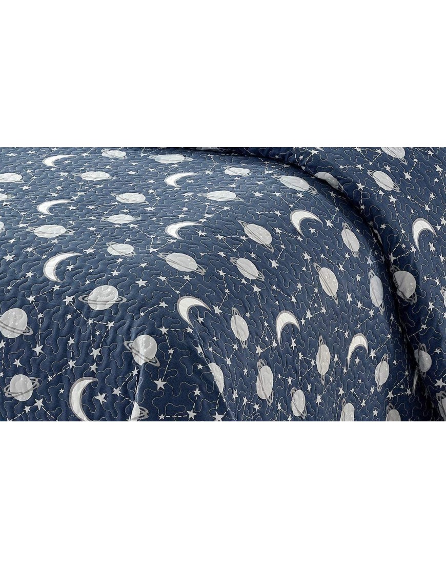Elegant Home Multicolor Solar System with Planets Universe Galaxy Stars Design Coverlet Bedspread Quilt for Kids Teens Boys # Saturn Twin - BDTGA6OS0