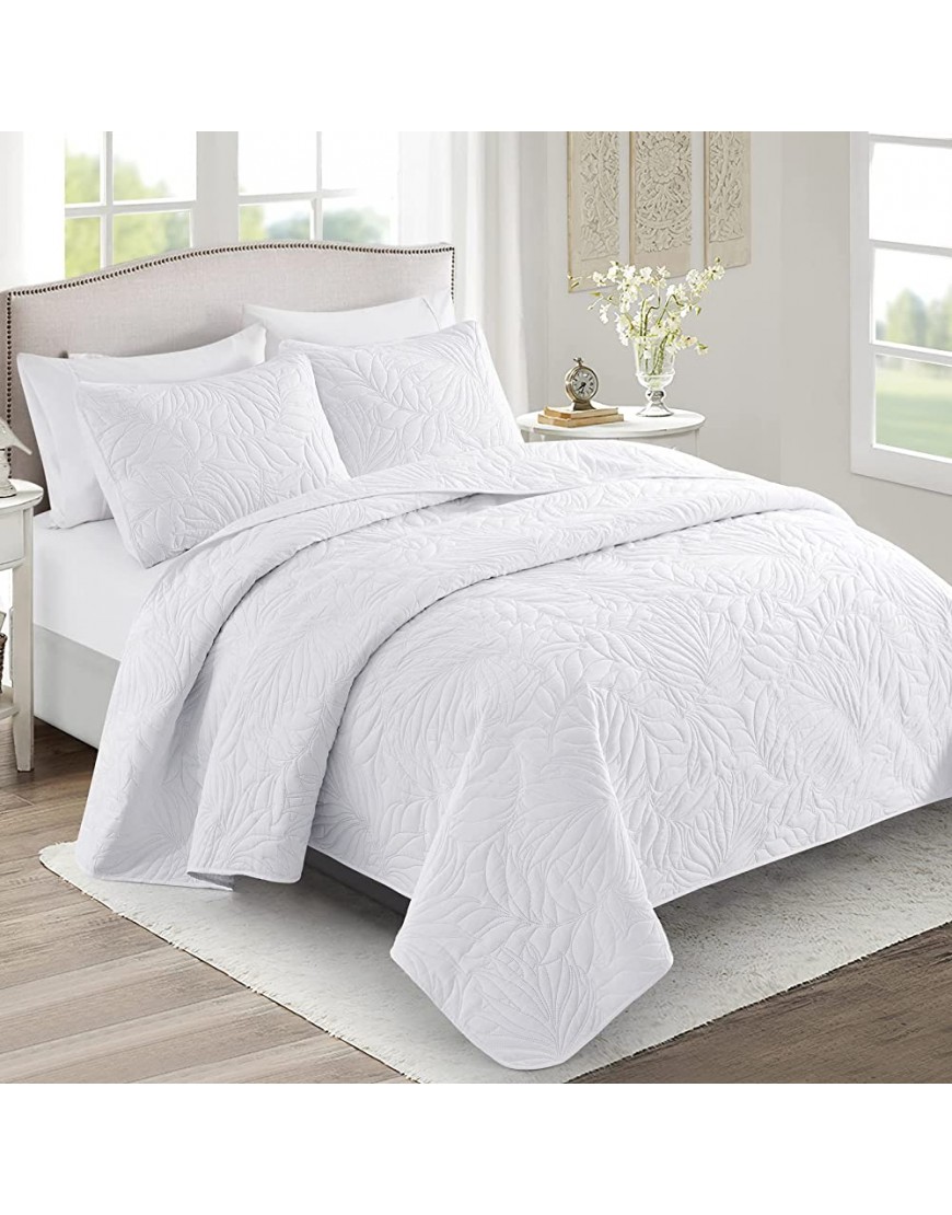 GRACELIFE Twin Quilt Set White Bedspread Coverlet 2 Pieces Ultrasonic Embossed Bedding Cover Soft Twin Lightweight Bed Coverlet for Kids with 1 Pillow Sham - BV9KKKML3