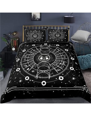 Heartgown 3D Print Over Set Full Size Sun Moon and Sky Bedding Set Decorative Microfiber Polyester Comforter Cover Space Art Painting Print with 2 PillowNo Quilt! - B5RW50JSW