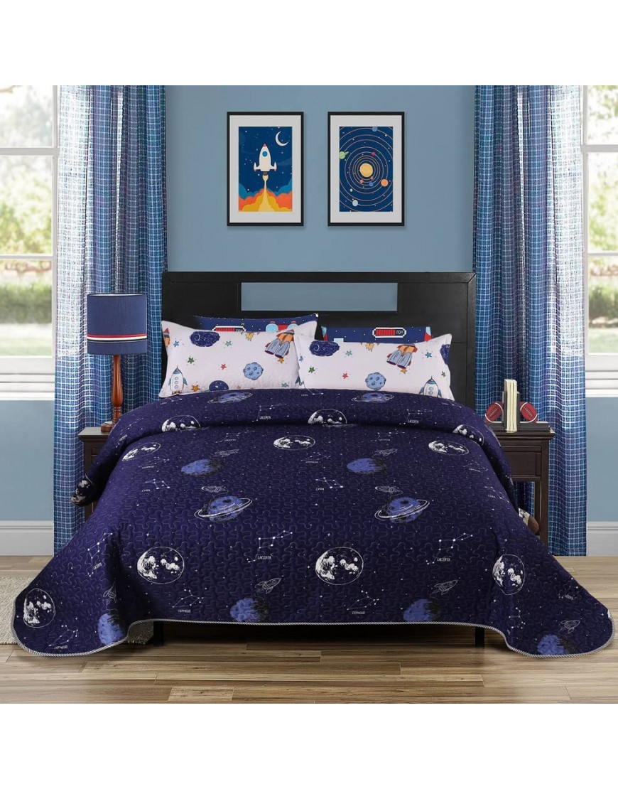 Space Adventure Quilt Sets Kids Planet Galaxy Cosmos Quilted Bedspread CoverletQueen color04 - BDFKP4L4X