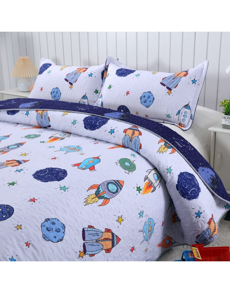 Space Adventure Quilt Sets Kids Planet Galaxy Cosmos Quilted Bedspread CoverletQueen color04 - BDFKP4L4X
