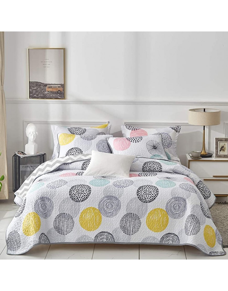 Uozzi Bedding 2 Piece Reversible Kids Quilt Set Twin Size 68x86 Soft Microfiber Lightweight Coverlet Bedspread Summer Comforter Set Bed Cover for All Season Colorful Dots 1 Quilt + 1 Shams - BDWIMMWTN