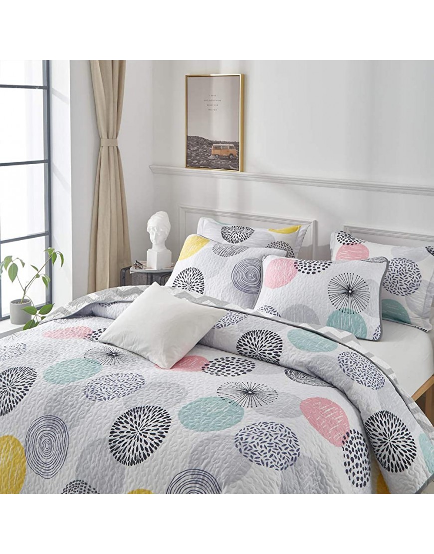 Uozzi Bedding 2 Piece Reversible Kids Quilt Set Twin Size 68x86 Soft Microfiber Lightweight Coverlet Bedspread Summer Comforter Set Bed Cover for All Season Colorful Dots 1 Quilt + 1 Shams - BDWIMMWTN