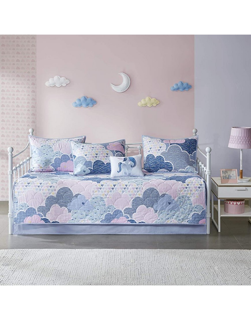 Urban Habitat Kids Cloud Daybed Cover Vibrant Fun and Playful Unicorn Print All Season Children Bedding Matching Bedskirt Girls Bedroom Décor Kids Blue Daybed Size, - B0UME7DZH