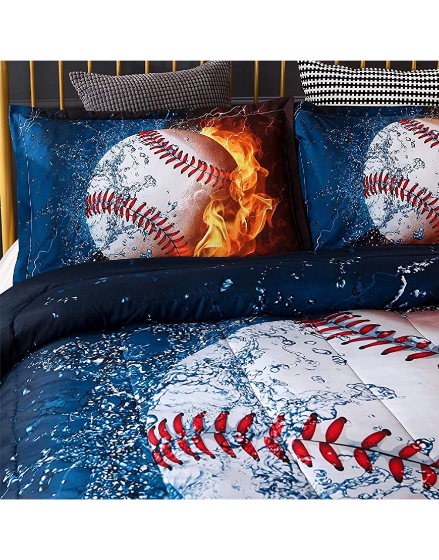 A Nice Night Baseball with Fire Print Comforter Quilt Set Bedding Sets for Teen Boys Baseball,Twin Size - BKHEQJRSI