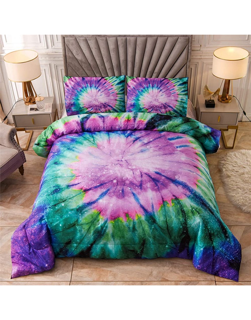 A Nice Night Bedding Tie Dye Galaxy Comforter Set Psychedelic Swirl Pattern Colorful Boho Boys Girls Bedding Quilt Sets Purple Twin68-by-88-inches - BOPB6QN3Y