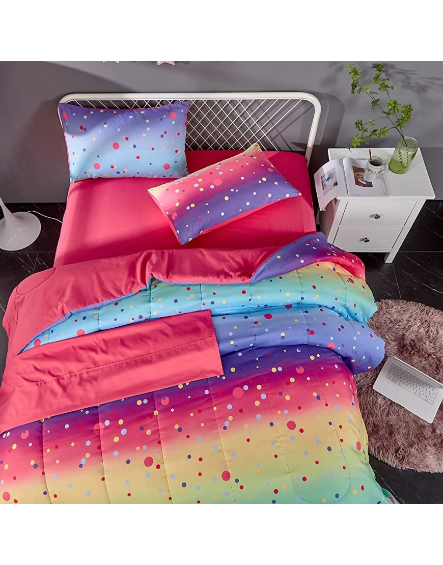 ALAOOKKA Colorful Polka Dots Rainbow Comforter Set for Teen Girl,Full Queen Size 5 Piece Bed in A Bag,Circles Printed Comforter and Sheets,Ultra Soft Microfiber All Season Bedding SetFull Queen,Dots - BD8O1GDZT