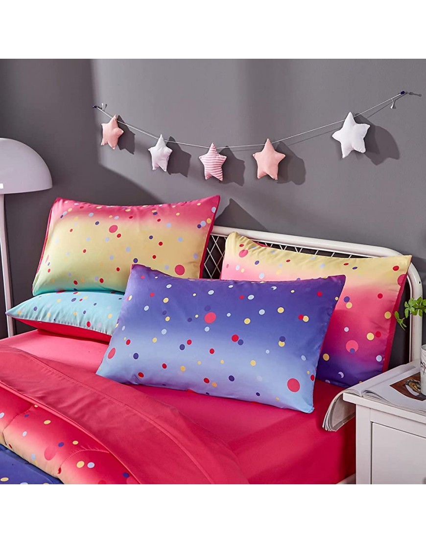 ALAOOKKA Colorful Polka Dots Rainbow Comforter Set for Teen Girls Women,Twin Size 4 Piece Bed in A Bag,Circles Printed Comforter and Sheets,Ultra Soft Microfiber All Season Bedding SetTwin,Dots - BA8OX6MJ7