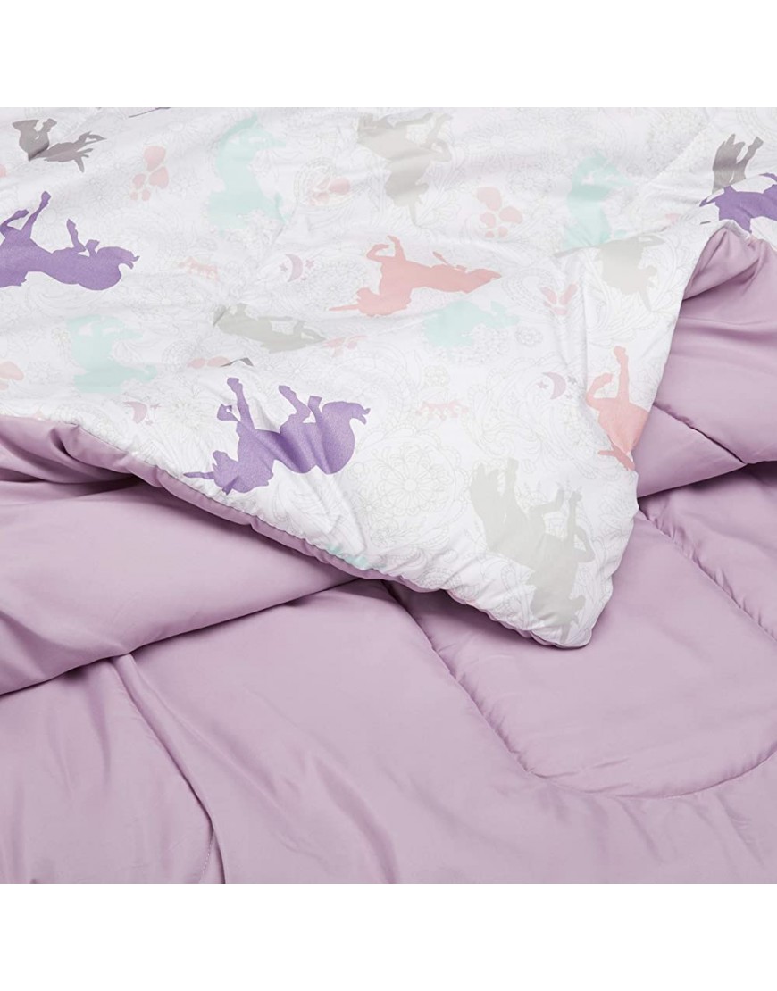 Basics Easy Care Super Soft Microfiber Kid's Bed-in-a-Bag Bedding Set Twin Purple Unicorns - B9GUIJJ7A
