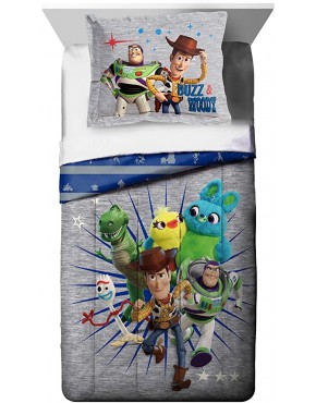 Disney Pixar Story 4 All The s Twin Full Comforter & Sham Set Super Soft Kids Reversible Bedding Features Woody & Buzz Lightyear Fade Resistant Microfiber Official Disney Pixar Product - BYMWY8SO7