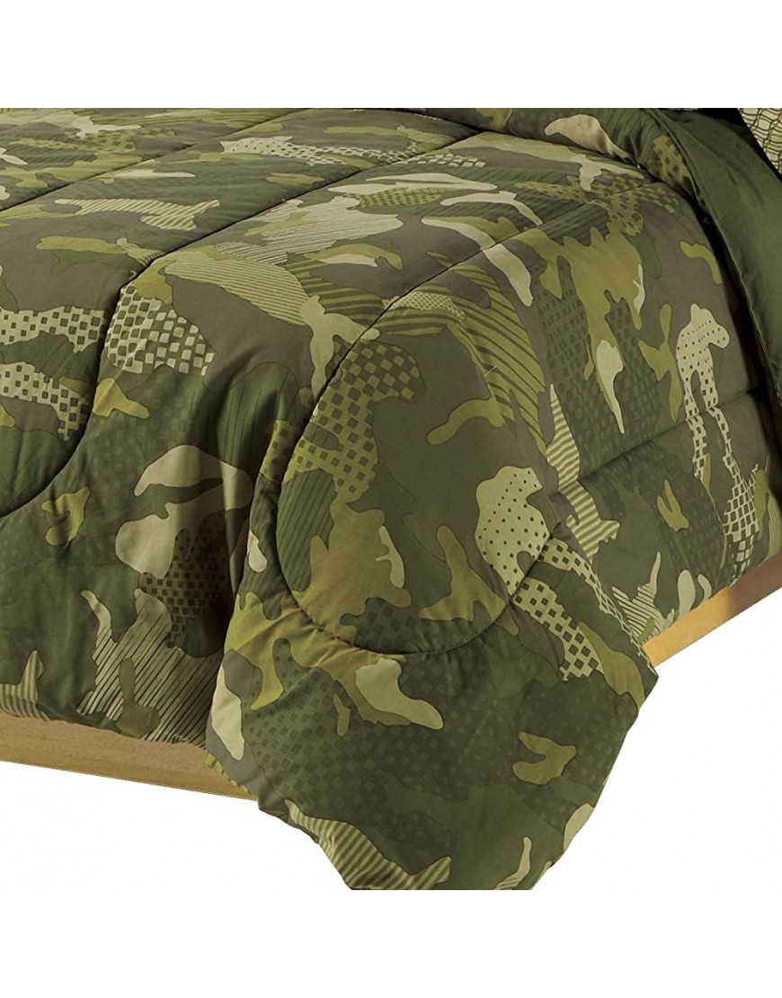 Dream Factory Kids 7-Piece Complete Set Easy-Wash Comforter Bedding Green Geo Camo Full - BRKWY4Z7T