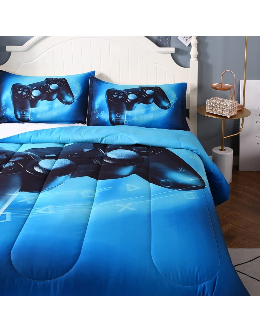 Gaming Comforter Modern Gamepad Bedding Set Video Game Gamepad Comforter Set for Teens Boys with 1 Comforter 90*90 and 2 PillowcasesQueen Game color1 - B1LBJAFAH