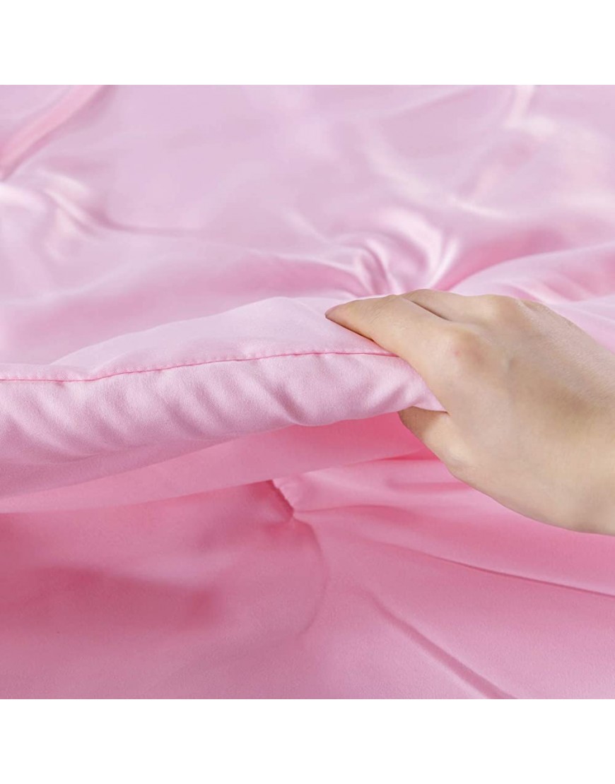 Girl Baby Pink Comforter Set Twin Size Kids Comforter Set Silky Soft 2 Pcs Bed Set for Kid Women Pinch Pleat Pintuck Diamond Pattern Bedding for Teen Girls Bedroom with 1 Comforter& 1 Pillow Shams - BJHYYVMZP