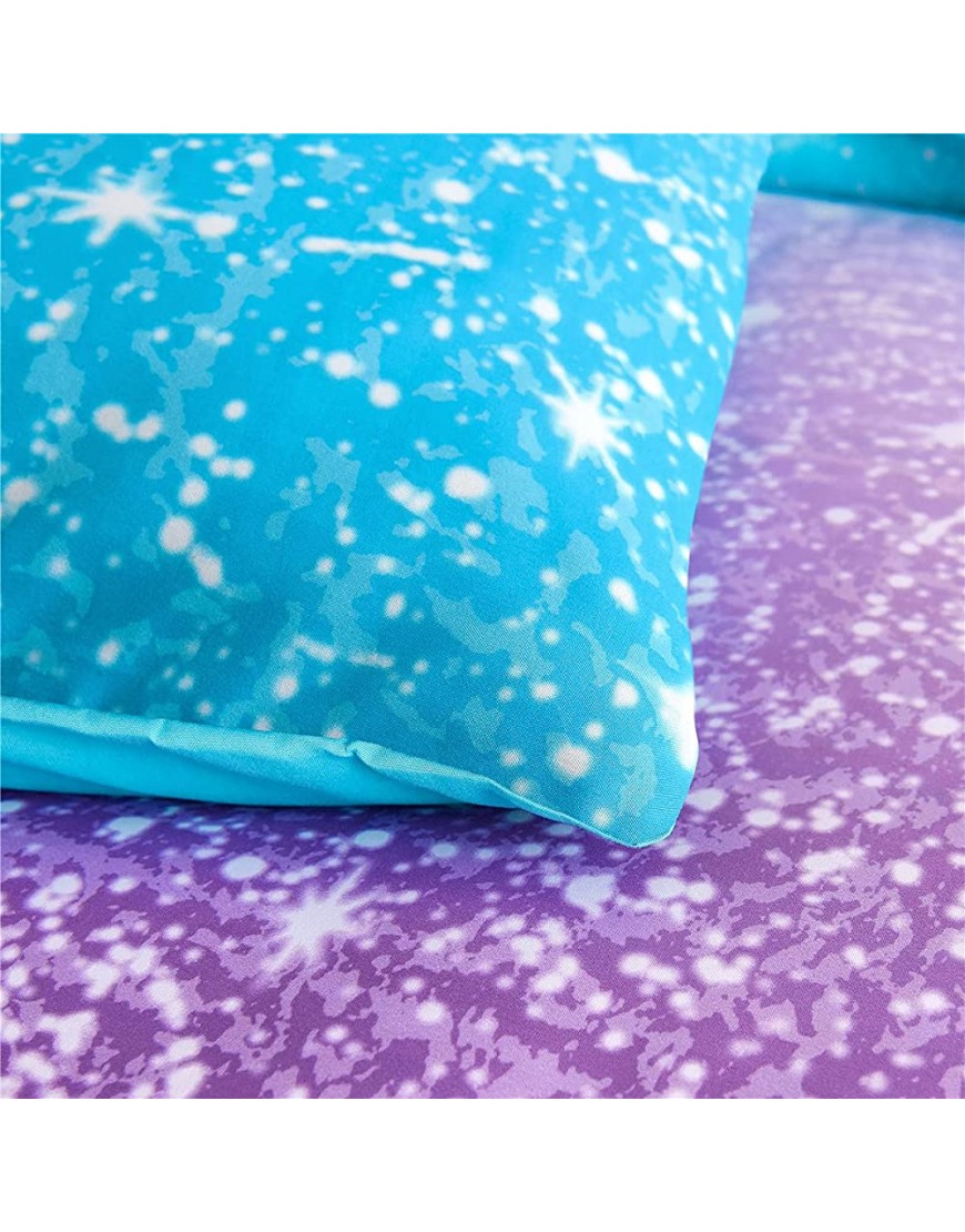 Holawakaka Kids Space Star Glitter Comforter Set Ombre Blue & Purple Print Gradient Bedding Set Twin Size Blue Purple Twin…… - BB3QMO2QA