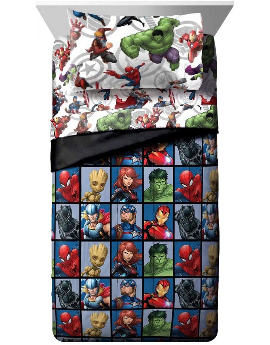 Jay Franco Avengers Team 4 Piece Twin Bed Set Offical Marvel Product Blue - BKNDIKIBB