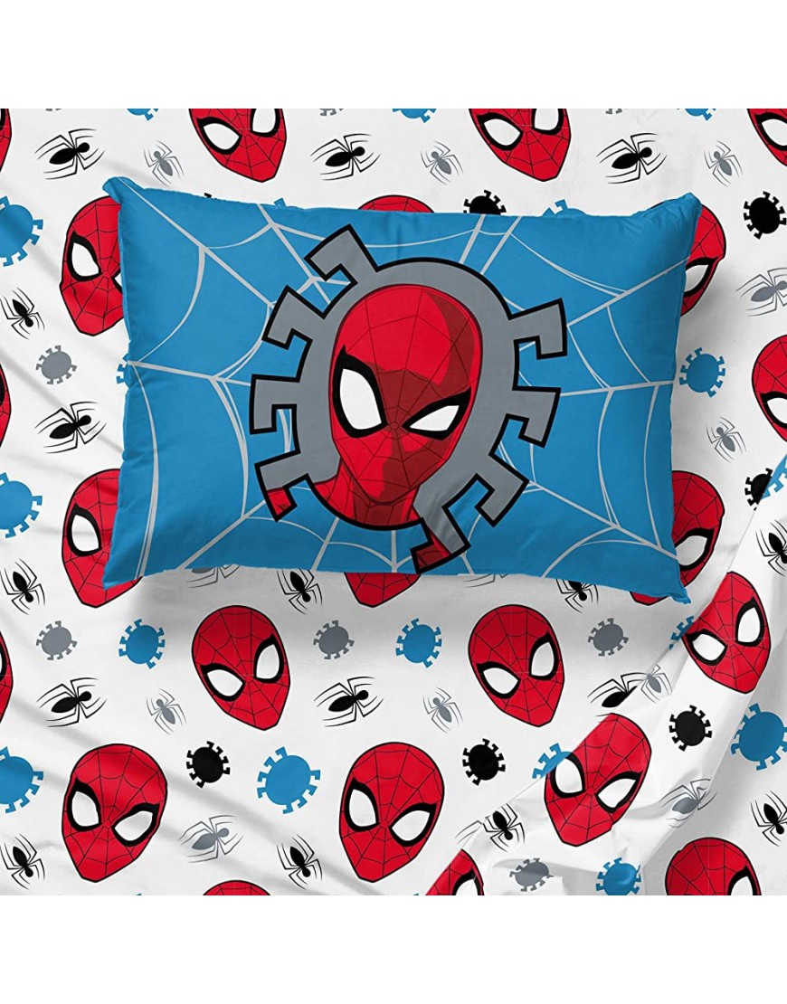 Jay Franco Marvel Spiderman Spidey Faces 4 Piece Twin Bed Set Includes Reversible Comforter & Sheet Set Bedding Super Soft Fade Resistant Microfiber Official Marvel Product - BCJUZN32K