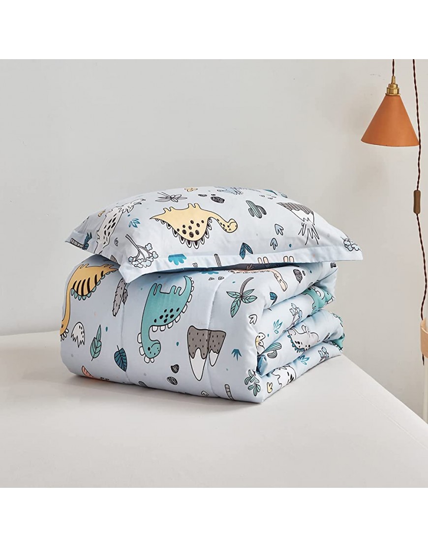 Joyreap 6 Piece Twin Size Bed in a Bag Colorful Dinosaur on Light Blue Soft Microfiber Comforter Set for Kids Boys n Girls 1 Comforter 2 Pillow Shams 1 Flat Sheet 1 Fitted Sheet,1 Pillowcase - B02X5JQEP