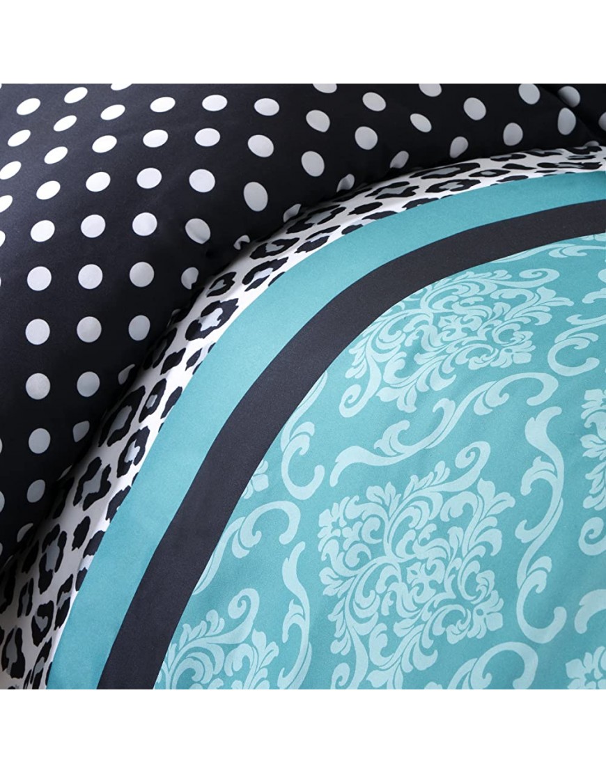 Mi Zone Kids Comforter Set Fun Bedroom Décor Modern All Season Polka Dot Print Vibrant Color Cozy Bedding Layer Matching Sham Decorative Pillow Full Queen Leopard Teal 4 Piece - B5ZSPJGR1
