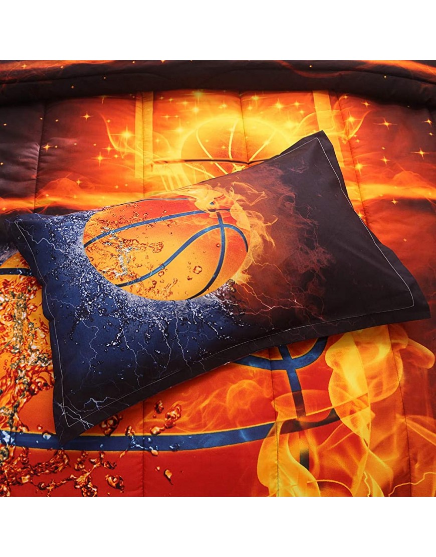 NTBED Basketball Comforter Set Full for Boys Teens 3-Pieces Sports Bedding Comforter ,All-Season Reversible Fire Printed Quilt Set with 2 Matching Pillow Shams - B1ZW2YHKO