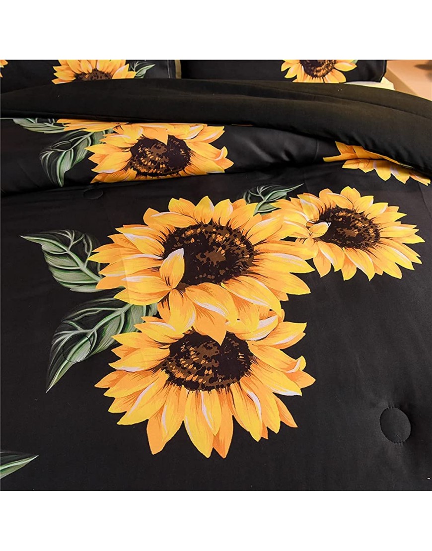 NTBED Black Sunflowers Comforter Set Queen Yellow Floral Botanical 3-Pieces Microfiber Bedding Quilt for Boys Girls Teens Black Queen - BS1RGQ97V