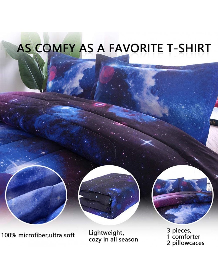 PomCo Galaxy Comforter Twin 68x88 Inch 2Pcs1 Galaxy Comforter & 1 Pillowcases 3D Space Outer Sky Microfiber Bedding Set Universe Cloud Galaxy Comforter Set for Boy Girl Teen Kid - B61SFQ7PN