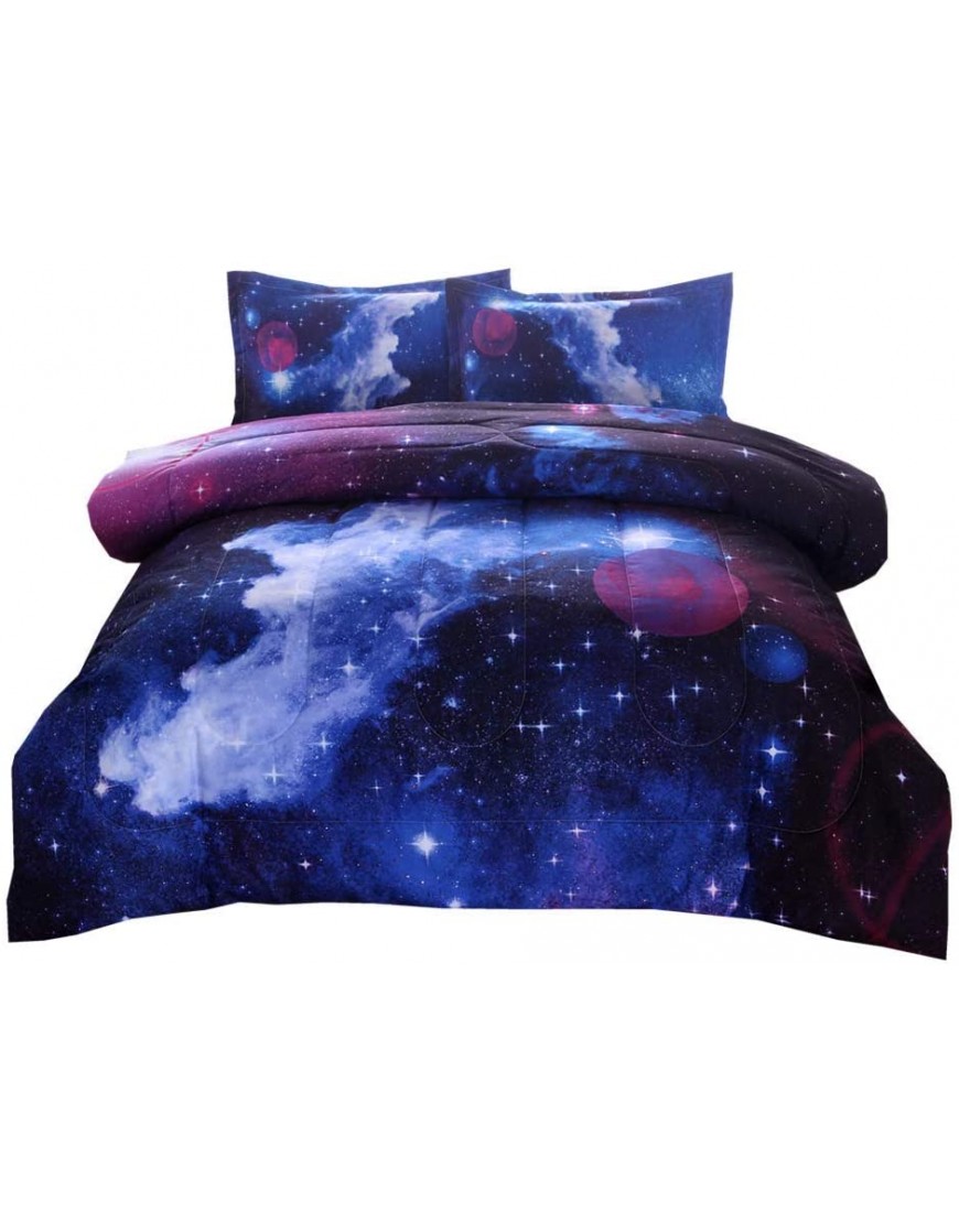 PomCo Galaxy Comforter Twin 68x88 Inch 2Pcs1 Galaxy Comforter & 1 Pillowcases 3D Space Outer Sky Microfiber Bedding Set Universe Cloud Galaxy Comforter Set for Boy Girl Teen Kid - B61SFQ7PN