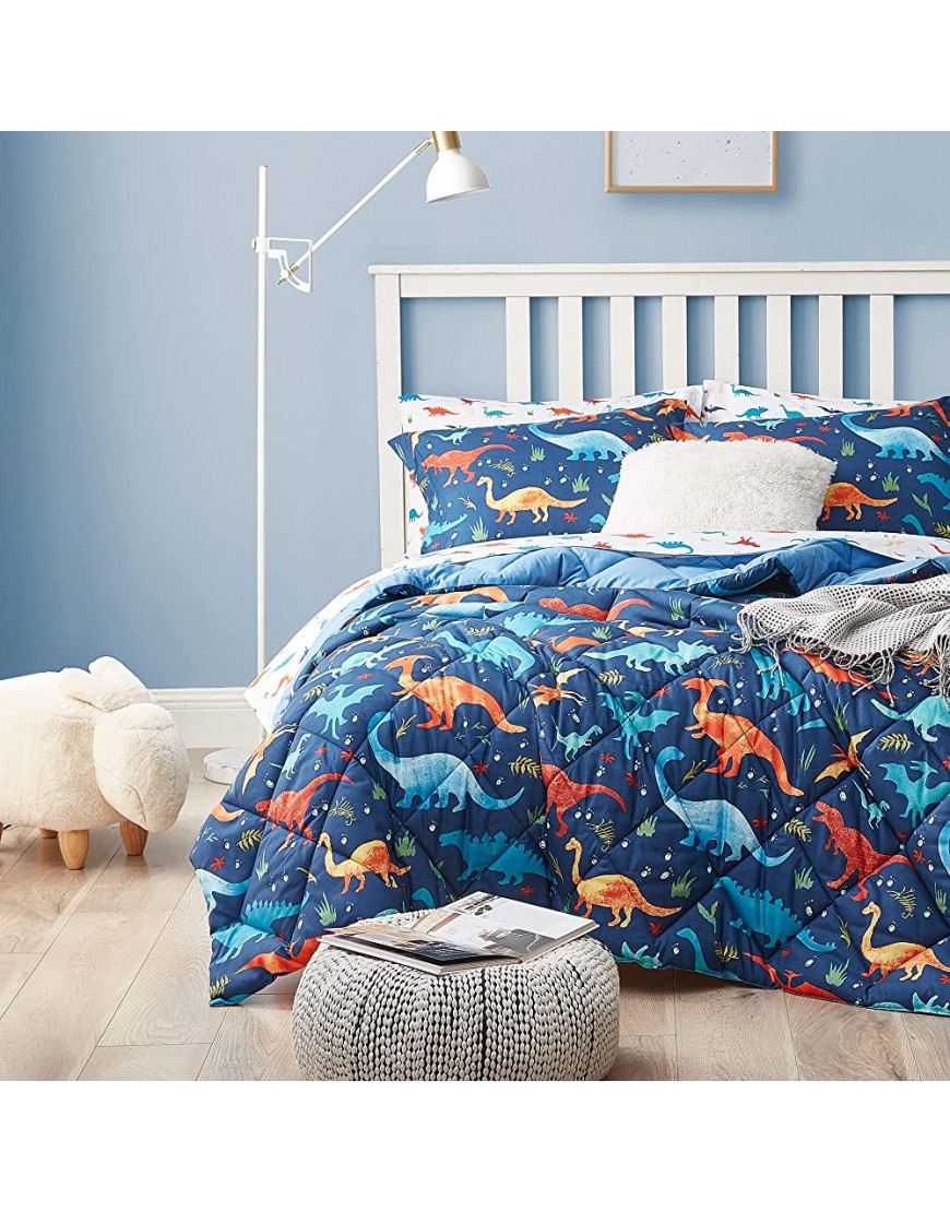 Umchord Dinosaur Kids Bedding Set for Boys 5 Pieces Twin Size Comforter Set with Sheets Super Soft Lightweight Bed in a Bag Durable Children Bed Set - BPLNUHUPN