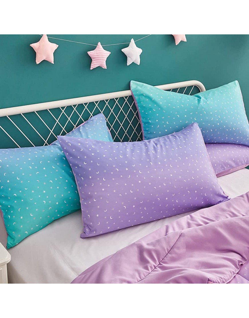 Yogeneg Rainbow Comforter Set Twin Size for Teen Girl Women,Metallic Star Moon Printed Mermaid Comforter with Pillowcase,Ultra Soft Microfiber 2 Piece Bedding Set,All Season Rainbow B Twin - B3WF5JI70