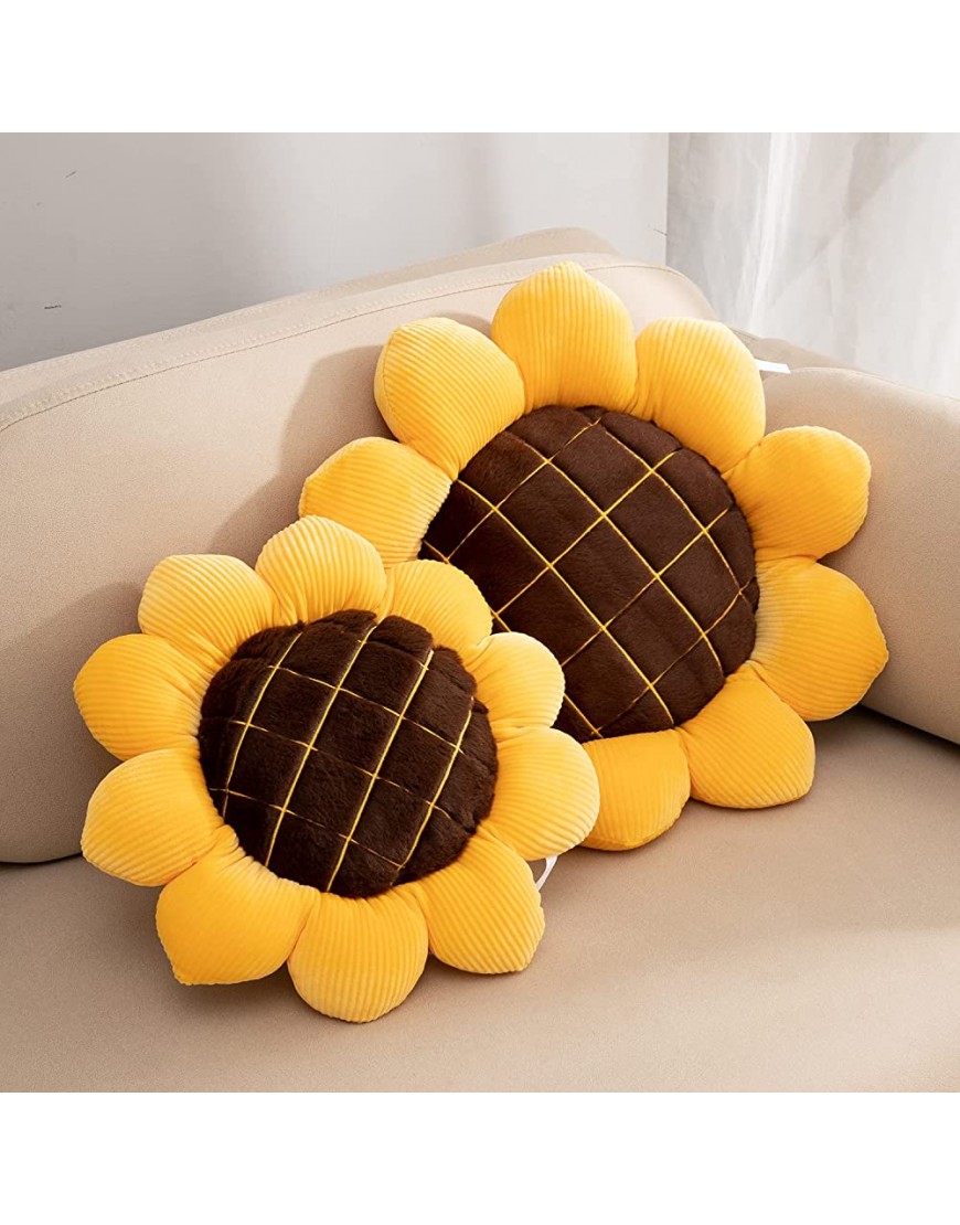 15.35 3D Flower Floor Pillow Seating Cushion Mat & Sunflower Shaped Decorative Plush Throw Pillows Cushions for Home Room Decor for a Reading Yellow 15.35 inch … - BGLI367CB